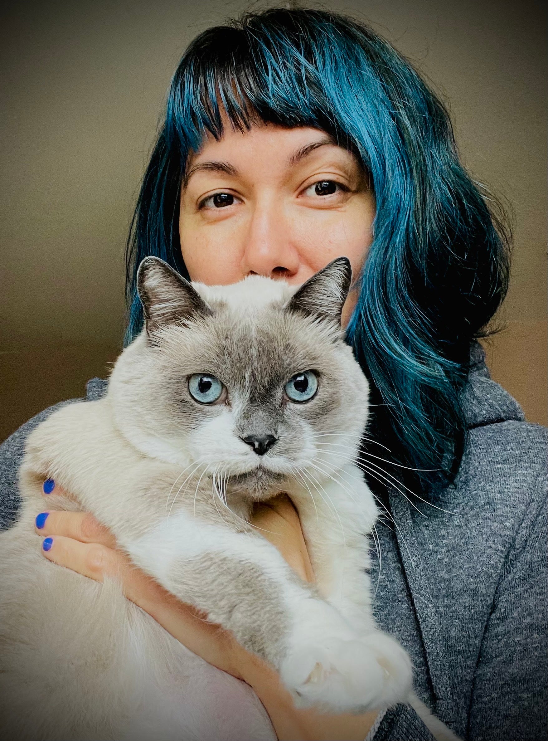 Paloma (the human) and George (the cat)