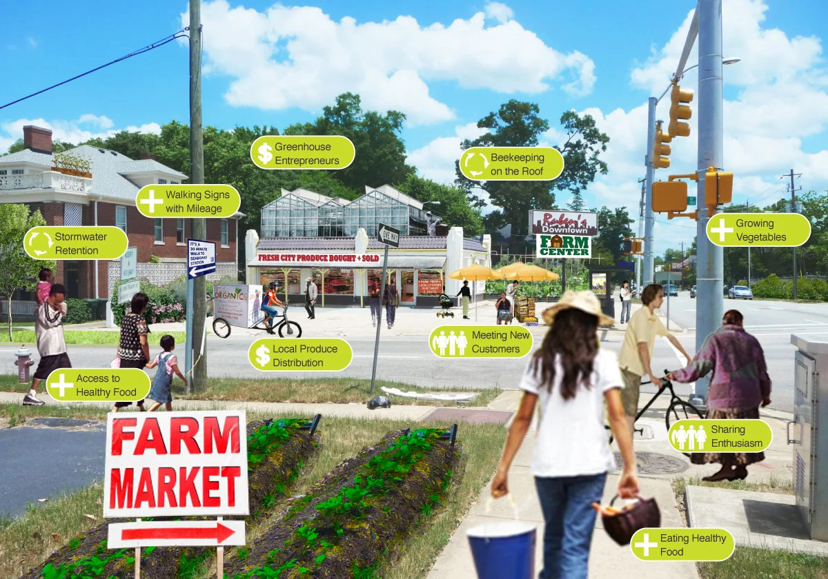 Rueben&#039;s Food Market sketch for downtown