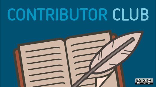 Contributor Club with book and feather Contributor Club with book and feather