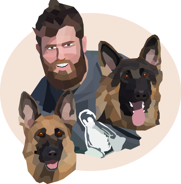 Levi Moore with his German Shepherd Dogs