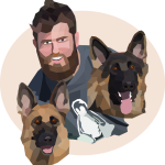 Levi Moore with his German Shepherd Dogs